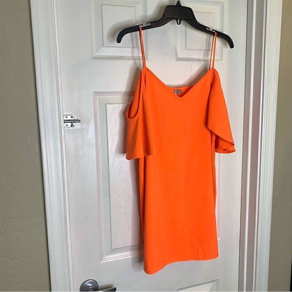 ASOS Cold Shoulder Slip Dress Size 6 Orange - Picture 2 of 12